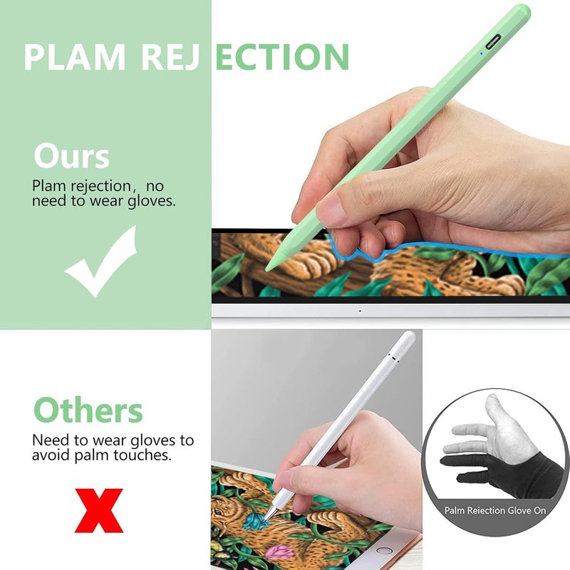 COO ​​​Stylus Pen for iPad 2018-2023 with Palm Rejection, Active Pencil for iPad 10th/9th/8th/7th/6th Generation, for iPad Pro 11/12.9 inch, for iPad Air 5th/4th/3th Gen, for iPad Mini 6th/5th Gen (Green) - Image 4